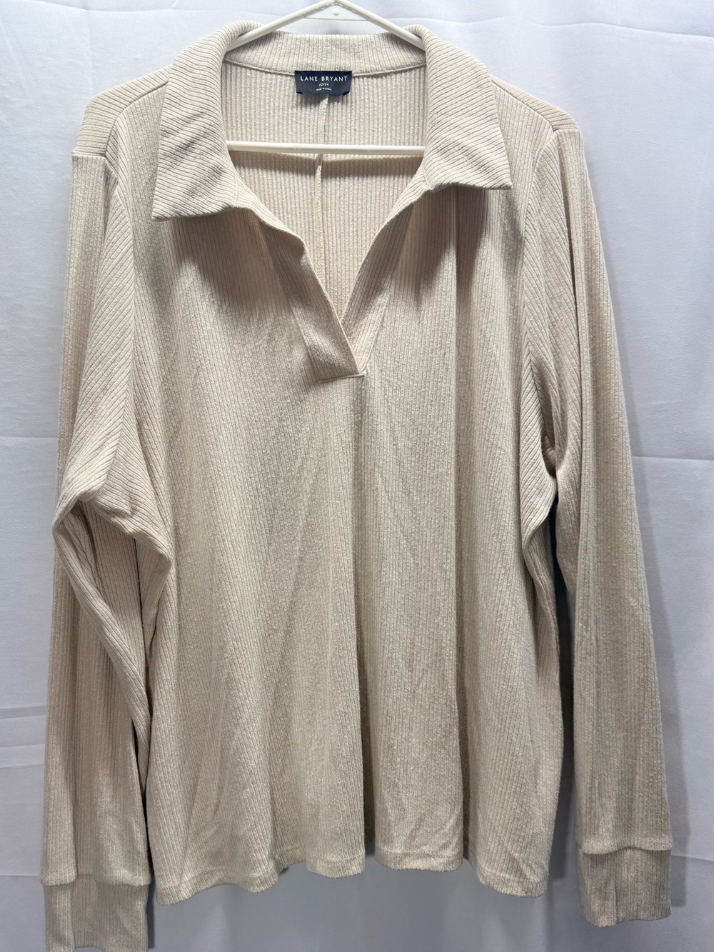 Lane Bryant Neutral Cream Ribbed Long Sleeve Sweater Size 22/24